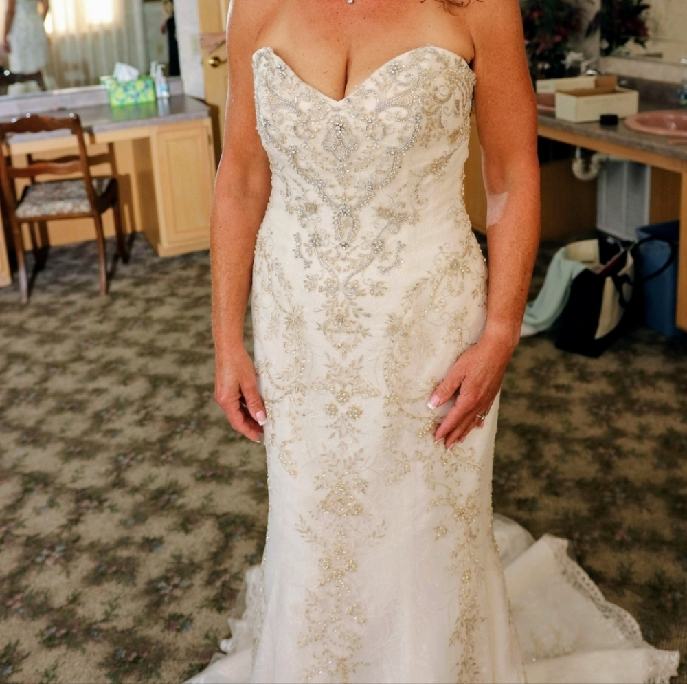 Elegant Strapless Wedding Dress in Cream